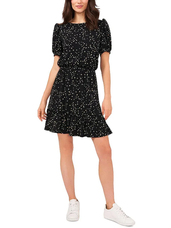 Womens Ruffled Midi Fit & Flare Dress