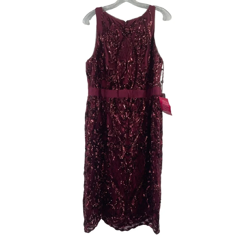 Adrianna Papell Burgundy Sequin Sleeveless Shift Dress Women’s Plus Size 14 NWT