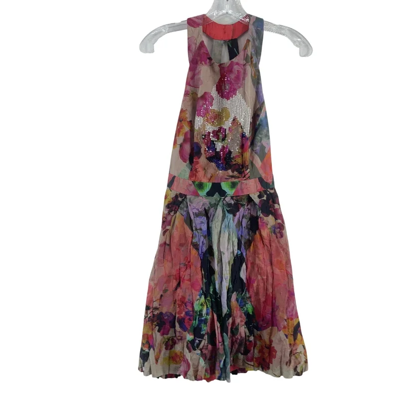 Nicole Miller VTG USA Multicolor Abstract Sequin Dress Cotton Blend Women Size 4