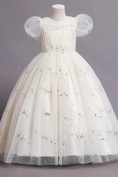 Princess Sequins Puff Sleeve Ball Gown