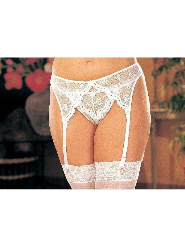 Shirley of Hollywood X622 Scalloped embroidery garterbelt, Plus Sizes