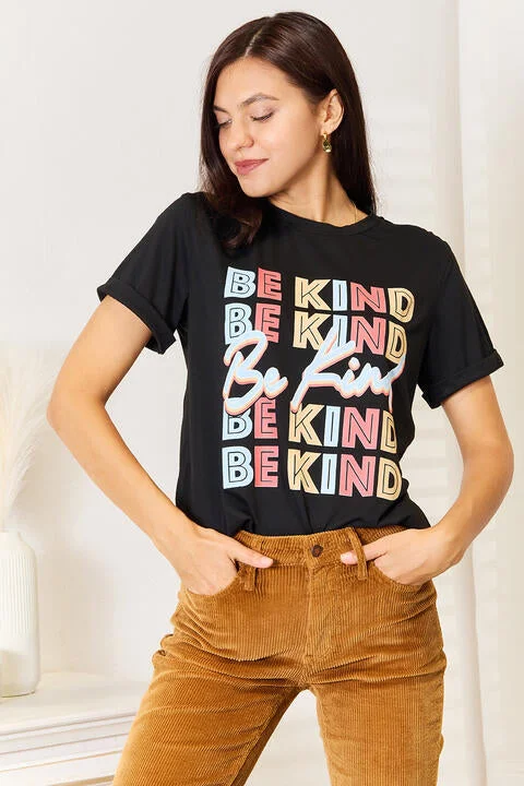 Simply Love BE KIND Graphic Round Neck T-Shirt, Also Plus sizes