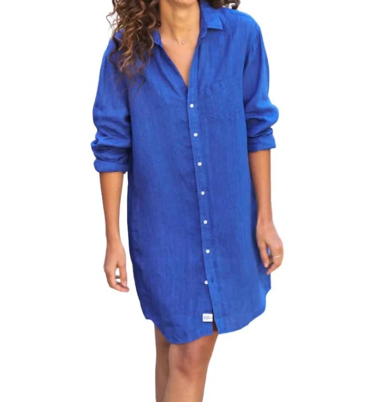 Mary Classic Shirtdress In Bright Blue