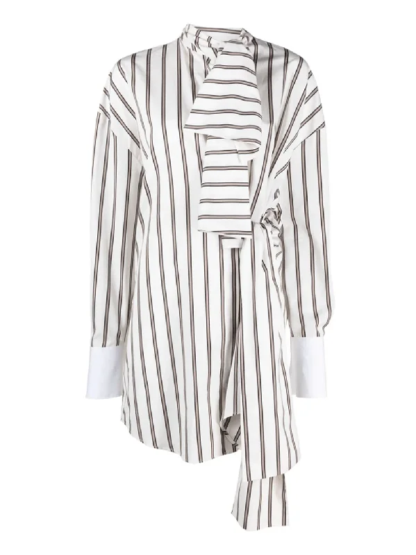 Knotted Details Stripe Shirt Dress