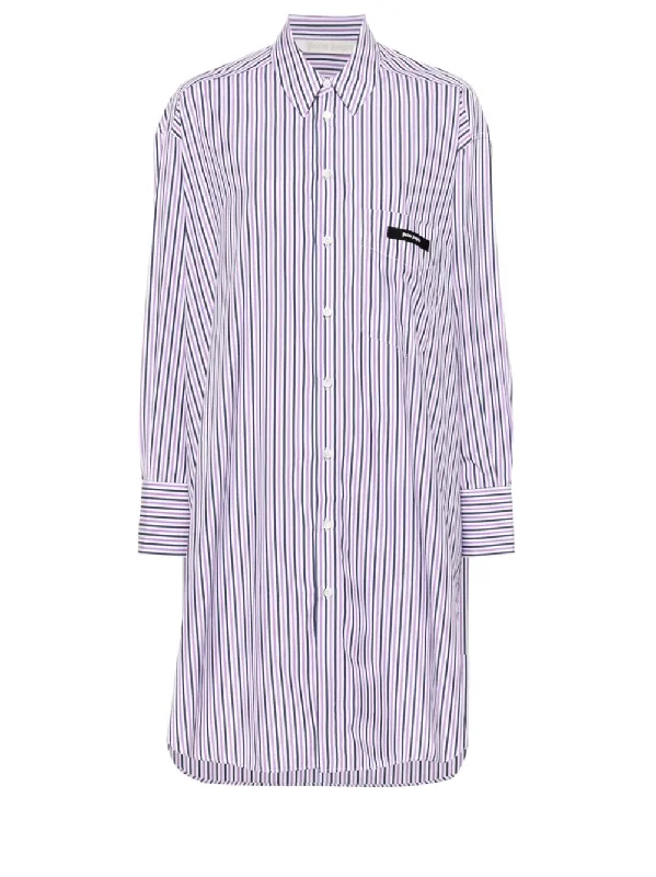 Curved Logo Stripe Shirtdress